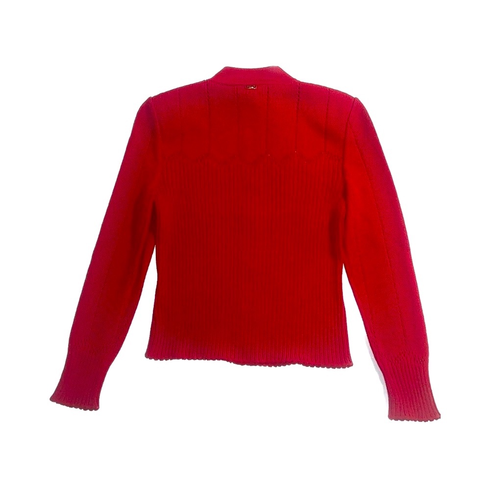 St. John Sport by Marie Gray Wool Knit Red Zip Up Sweater - Picture 4 of 11